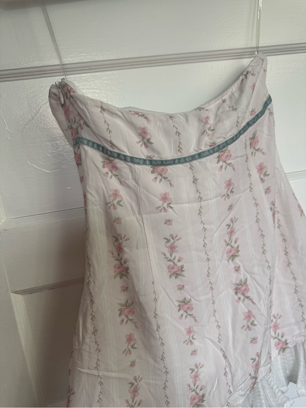 Princess Polly Romantic Boho Coquette Floral Strapless Dress with Blue Trim Sz 4 - Picture 11 of 13